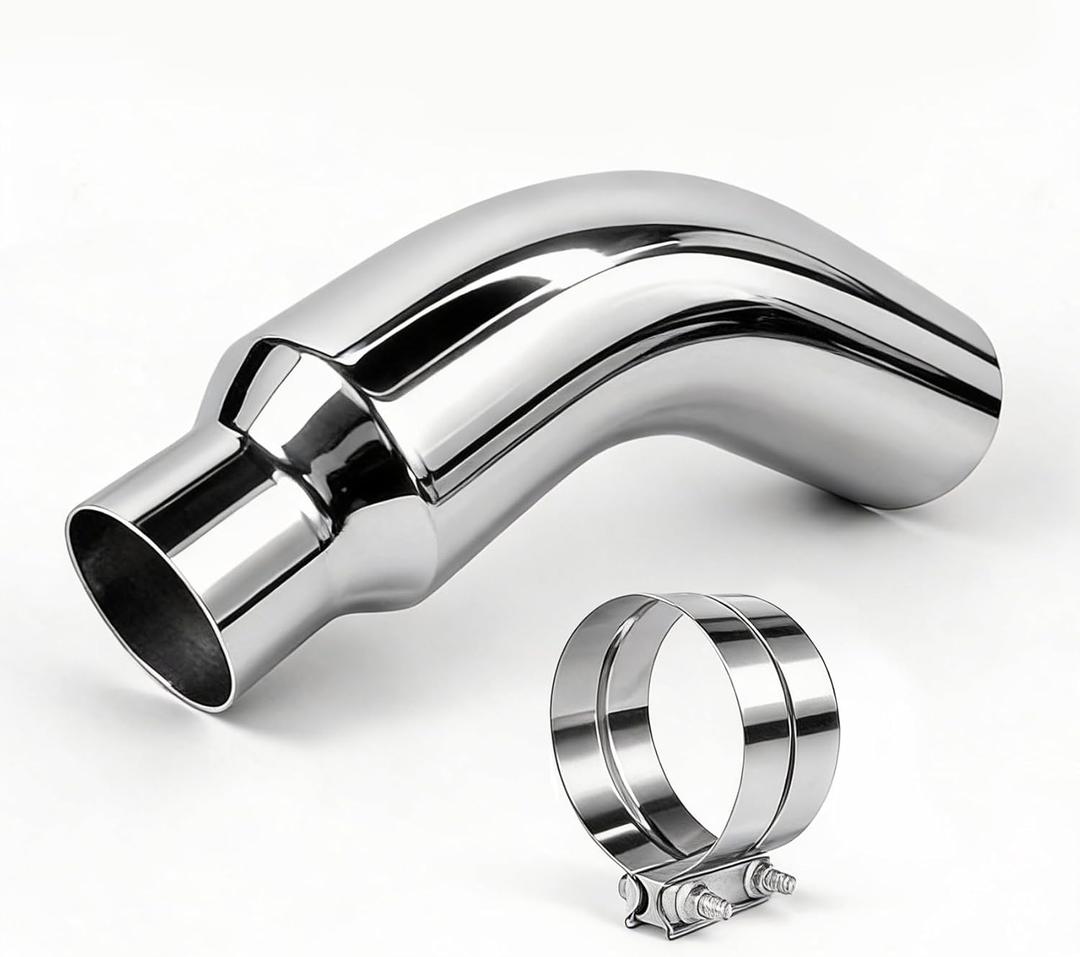 Exhaust Tip Universal 4 to 6 Inch Exhaust Elbow Pipe with Clamp  Chrome Fits Car, Truck & Diesel, Pickup Truck