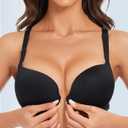 Upushall Backless Bra with Clear Straps and Back Push Up Bras for Women (Black)