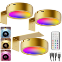 Wireless Rechargeable Above Picture Lights for Wall, 3 Pack 2600mAh Battery Art Light for Paintings Cordless Over Photo Frame Lights LED Gallery Lamp Remote Magnetic Puck Lighting for Poster Artwork