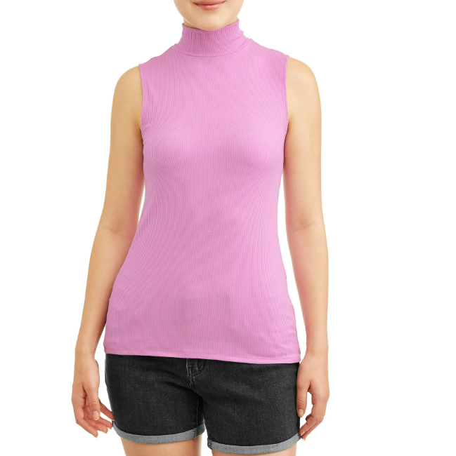 No Boundaries Juniors' Sleeveless Mockneck Shirt, Size M