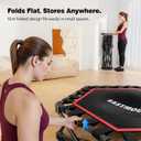 EAST MOUNT 42" Foldable Mini Trampoline for Adults, Quiet Fitness Rebounder with Adjustable Handle, No-Assembly Indoor Exercise Trampoline, 450LBS Capacity