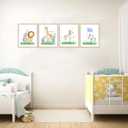 EVPYXFUT 4Pcs Safari Nursery Animals Wall Art Baby Cute Animals Canvas Prints Watercolor Jungle Giraffe lion zebra Posters Kid Aesthetic Paintings Golf Pictures Wall Decor for Child Bedroom Unframed