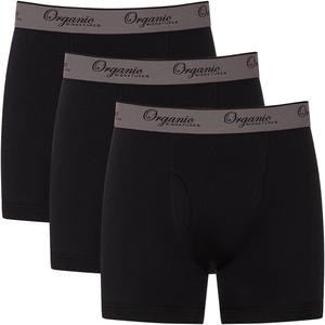 Organic Signatures 3-pack Soft Comfortable Mens 100% Organic Cotton Boxer Briefs (Large, Black)