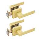 NCSEN 2 Pack Gold Door Handles Interior, Passage Door Lever for Hall, Non Locking Door Handle