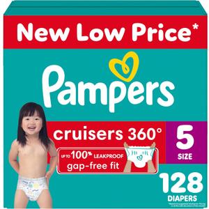 Pampers Diapers - Cruisers 360 - Size 5, 128 Count, Babyproof up to 100% Leakproof Pull-On Diaper