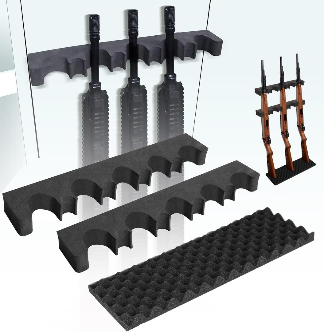 2 Pack Gun Rack for Gun Storage, Gun Safe Accessory for Rifles and Shotguns, Gun Holder in Gun Cabinet, Shotgun Rifle Rest, Foam Material with Magnetic Strip, Gifts for Hunters