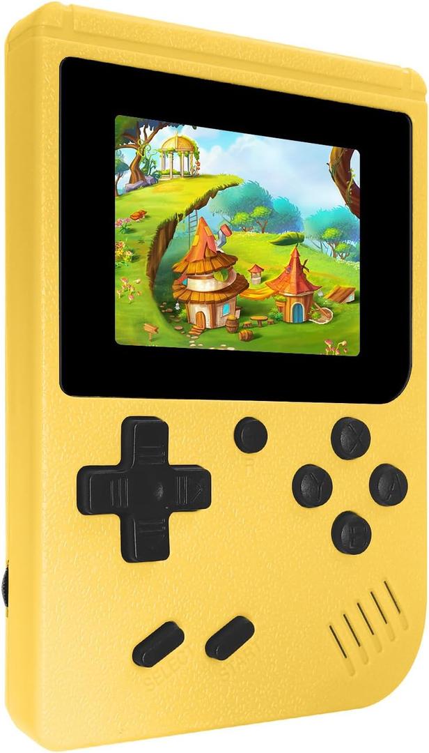Retro Handheld Games Console, Built-in 400 Video Games,Mini Portable Video Gaming Player with 3.0 Inch IPS Screen, Rechargeable Battery (Yellow)