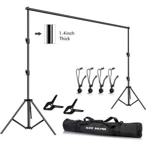 SLOW DOLPHIN Photo Video Studio 12ft (W) x 10ft (H) Heavy Duty Adjustable Photography Backdrop Stand Background Support System Kit with Carry Bag, One Size