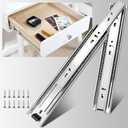 10 inch Drawer Slides 4 Pairs (8pcs) Full Extension Ball Bearing Drawer Rails Side Mount 3 fold Metal Dresser Runners for File Cabinet Trash Can Kitchen Wardrobe Glides 10" Silver 100 LB Capacity
