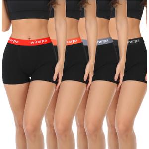 wirarpa Women's Cotton Boxer Briefs Underwear Boy Shorts 3" Inseam 4 Pack (Black)