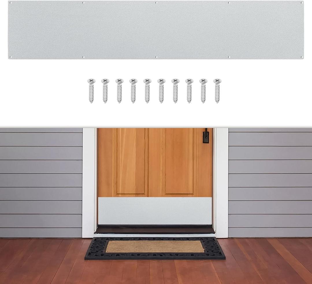 GLOKUUCA 1 Pcs Door Kick Plates - 6 x 30 Inches Kick Plates for Exterior Interior Doors Protection Decor, 1.5mm (1/16 Inch) Thickness Rectangular Aluminum Door Push Plate (Black)