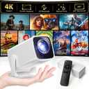 Mini Projector, Portable Projector 4K & Full HD 1080P Support, 270 Rotation Outdoor Projector, Movie Projector Compatible with Smartphone, TV Stick, Laptop, PS4, HDMI, USB