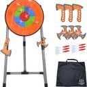 3 in 1 Throwing Game Toy Set - Dart & Axe Throwing Game with Bristle Target Dartboard - 3 Throwing Axes, 3 Stars, 6 Darts Included - with Travel Bag & Lightweight Stand - Indoor & Outdoor Game