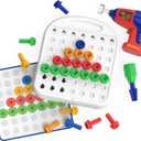 Educational Insights Design & Drill Patterns & Shapes Drill Toy, 58 Pieces with Toy Drill, Preschool STEM Toy for Home & Classroom, Ages 3+