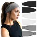DRESHOW 6 Pack Yoga Sports Headbands for Women Elastic Non-Slip Headbands Running Workout Hair Bands