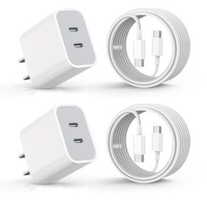 Fast Charger for iPhone 16,2Pack PD USB C iPhone Charger Dual USB C Port Charger Block with 10 Foot Long USBC to C Charger Cable Cord. Compatible with iPhone 16/16 Pro/15 Pro Max,iPad Pro/Air/Mini