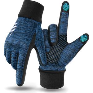 rivmount Lightweight Winter Running Gloves, Touch Screen & Anti-Slip Warm Thermal Glove Liners, Cool Weather Driving Cycling Hiking Biking Walking Sporting for Women Men (Small, Blue)
