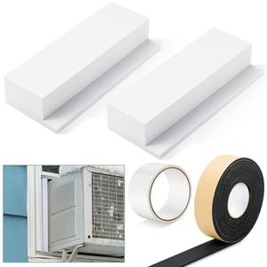 4 Pcs Foam Block Compatible with Midea U Shaped Window Air Conditioner Units, Ac Side Insulation Seal Kit with Seal Strip and Sealing Tape, Prevent Cold Air Leakage for Summer (White)