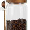 EIKS Glass Jars with Wooden Lids and Scoop, Airtight Food Storage Containers for Sugar Coffee Bean Candy Spice Bath Salt (26oz)