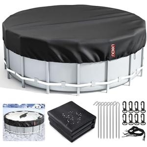 LXKCKJ 21 Ft Round Pool Cover, Winter Covers for Above Ground Pool, Winter Pool Cover Protector with Drawstring Design Increase Stability, PE Tarp Ideal for Waterproof and Dustproof (Black)