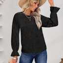 LUXVEER Women's Long Sleeve Eyelet Shirts Lace Embroidered Blouses Dressy Casual 2026 Fall Fashion Tops (S)
