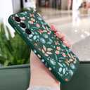 for Samsung Galaxy S22 Case, Case for S22 Galaxy Liquid Silicone Soft Slim Fashion Design Flower Phone Protective Phone Cover 6.1"-Leaf Green