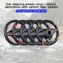 2 x BESULEN Leather Car Steering Wheel Cover, Carbon Fiber Anti-Slip Automotive Steer Wheel Protector, Soft Breathable Vehicle Interior Decor Accessories, 15Inch Universal for SUV, Truck, RVBlack