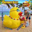 OurWarm 6 FT Inflatable Duck Luau Party Decorations, Luau Party Inflatable Decorations with LED Lights, Summer Inflatables Outdoor Decorations for Hawaiian Pool Summer Beach Tropical Party Decorations