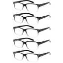 NORPERWIS Reading Glasses 5 Pairs Quality Readers Spring Hinge Glasses for Reading for Men and Women (5pcs - Black/Clear, 2.00)