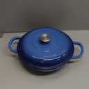 3 Quart Enameled Cast Iron Braiser, Non Stick Enameled Cast Iron Skillet with Lid, Dutch Oven Skillet with lid up to 500°F for Oven, Stove, Grill, Shallow Dutch Oven for Cook, Bake (Blue)