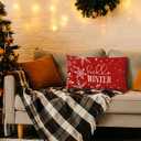 Red Winter Christmas Pillow Covers 12x20, Red Christmas Room Decor, Xmas Hello Winter Snowflake Holiday Lumbar Throw Pillow Covers for Home Bedroom Living Room