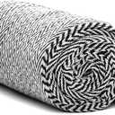 Americanflat 50x60 Throw Blanket - Soft and Breathable Cotton Throw Blanket for Couch, Bed, Chair - Decorative Blankets Perfect for Home, Office, or Outdoor Use - Black and White Herringbone Design