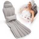 Full Body Bath Pillow for Bathtub, Thick 5D Air Mesh Luxury Spa Tub Cushion with Adjustable Lumbar Support, Extra Long Bathtub Pillow for Head and Neck Back, 192 Non-Slip Suction Cups, Gray, 56" x 19"
