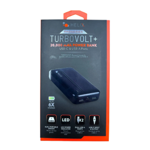 Helix TurboVolt+ Black 20000 mAh Power Bank with USB-A and USB-C Ports ETHPB20N