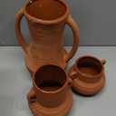 Terracotta Vases Sets of 3, Farmhouse Decor, Ceramic Vase for Flower, Wide Mouth Rustic Home Decor Vases for Flowers, Living Room, Table,Shelf and Accessories, Terracotta