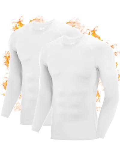 Roadbox Men's Thermal Compression Shirts, Long Sleeve Fleece Lined Undershirt, Cold Weather Workout Athletic Base Layer Top, Size L