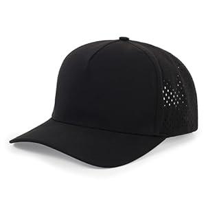 HH HOFNEN Quick Dry Baseball Cap Mesh Snapback Hat Sun and Rain Protection Golf Ball Cap for Men Women Black