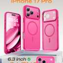 TOCOL for iPhone 17 Pro Case, Compatible with Magsafe Charger, Full Camera Protection, Translucent Matte Phone Case for 17 Pro 6.3 inch (Hot Pink)