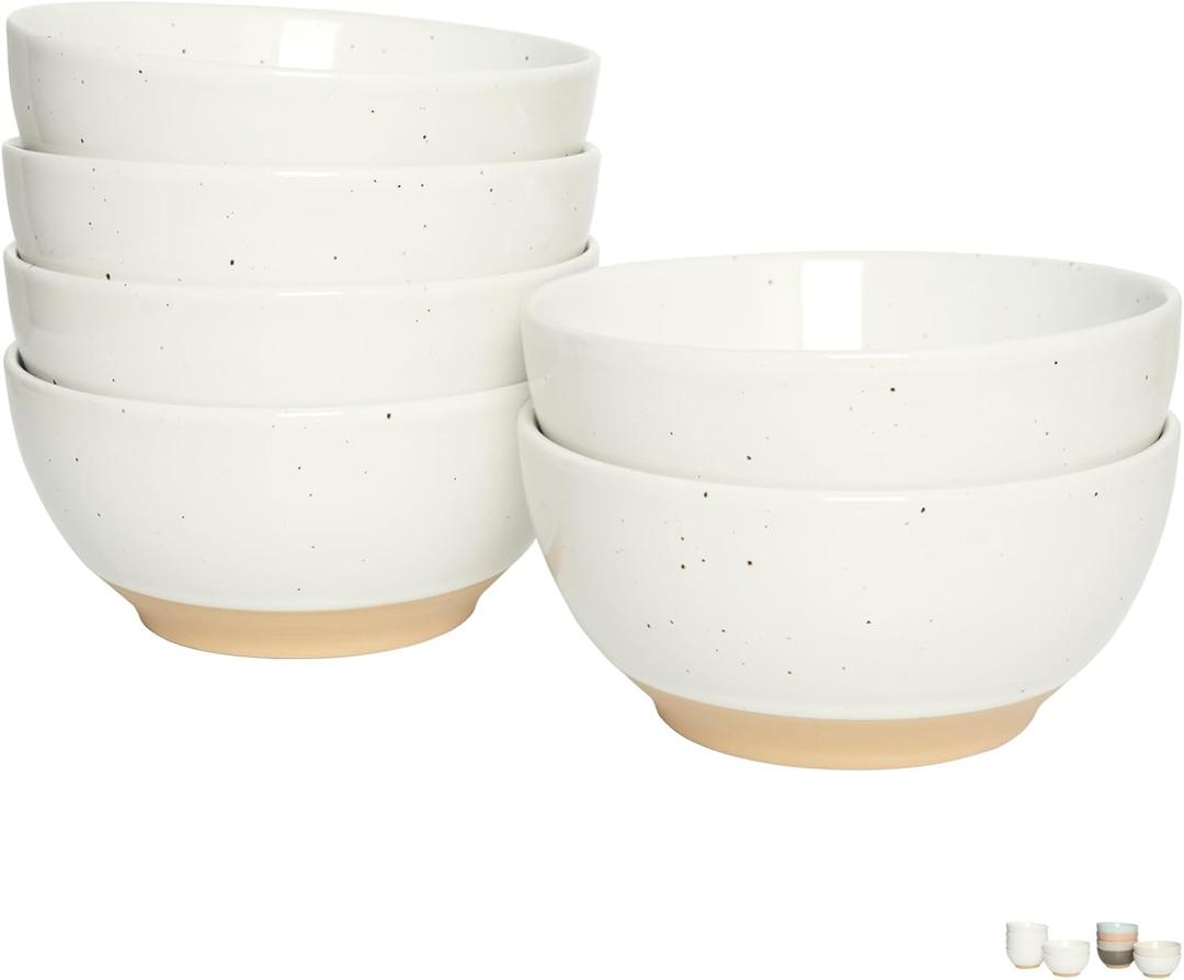 Bosmarlin Small Ceramic Dessert Bowls, 16 Oz, Set of 6, Dishwasher and Microwave Safe, For Cereal, Ice Cream, Soup, Salad, Rice (White)