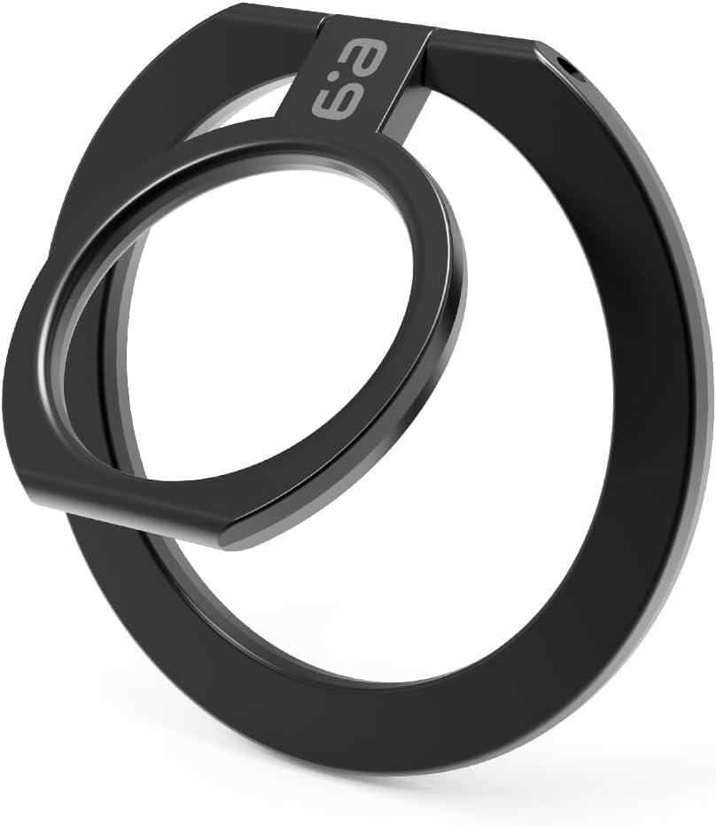 PureGear Magnetic Phone Grip Ring Stand, Magnetic Phone Ring Holder for MagSafe iPhone Air, 17, 17Pro, 17ProMax, 16, 16Pro, 16Plus, 16ProMax, 15, 15Plus, 14, 13, 12, Adjustable Kickstand (Black)