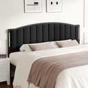 Headboard for Queen Size Bed with LED Lights, Upholstered Vertical Channel Tufting Head Boards, Velvet Headboard Only, Attach Frame, Ideal for Bedroom, Dorm, Guest Room, Black