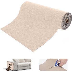 Cat Scratching Mat, Self-Adhesive Cat Scratch Furniture Protector, Trimmable DIY Cat Wall Climbing Carpet, Cat Couch Protector, Cat Scratching Pad Replacement (Khaki, 78.7"x15.8")