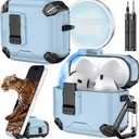 Inesore Compatible with AirPods 4th Case With Phone Stand & Cleaning Kit,Compatible with Magsafe,Magnetic Automatic Lock for Airpods 4 with Active Noise Cancellation Charging Cover (2024) (light blue)