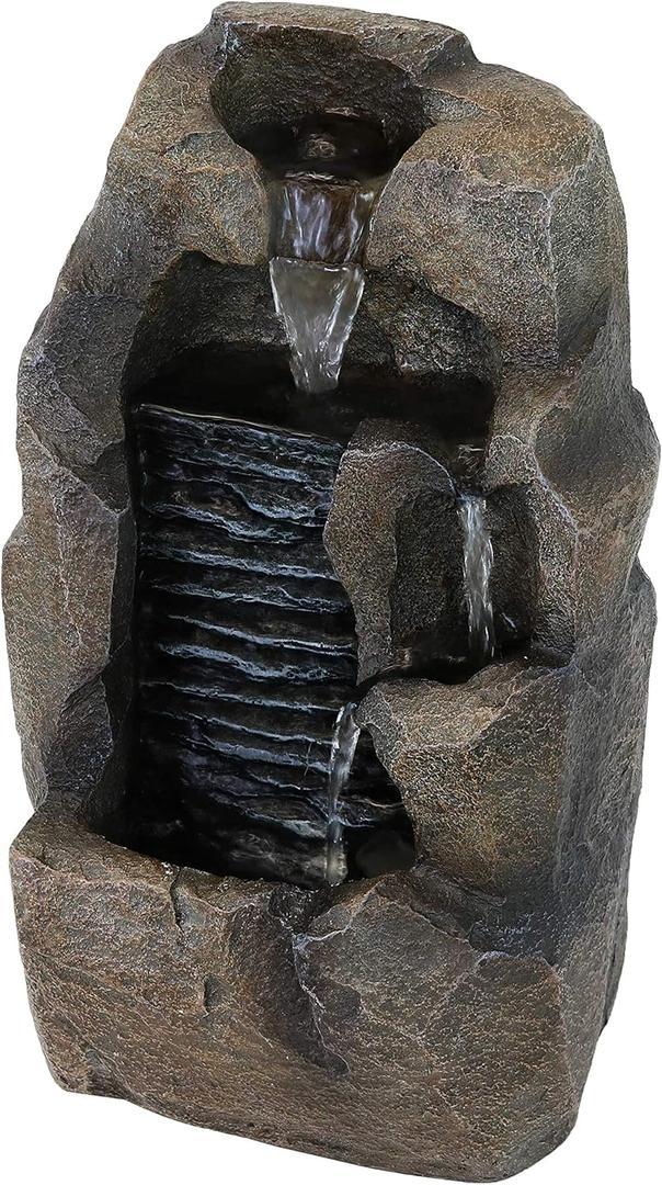 Sunnydaze Stony Rock 11-Inch Indoor Tabletop Fountain - Electric Submersible Fountain with Adjustable Flow