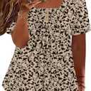 TFSDOD Beach Vacation Clothes for Women Plus Size Womens Clothing Short Sleeve Tops for Women V Neck Button Up Clothing Floral Printed Resort Shirts Apricot Black Floral 4XL