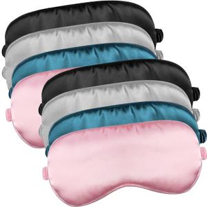 8 Pack Sleep Mask,Silk Sleep Eye Mask,Soft Satin Eye Cover with Elastic Adjustable Strap,Effective Shading Blindfold for Women Men,Sleeping Mask Blackout Eye Masks for Travel Nap Yoga,4 Colors