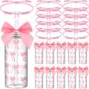 Yungyan Pink 36 Pcs Bow Plastic Cups with Lids and Straws Coquette Bow Bracelets Clear Reusable Soda Bar Party Drinking Cups for Wedding Baby Shower Birthday Party Supplies