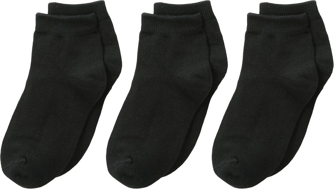 Trimfit Girls' 3-Pack Low Cut (Comfortoe) Socks (Black)