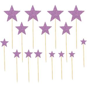 35 PCS Little Star Cupcake Toppers Glitter Twinkle Star Cupcake Picks Stars Party Decorations for Wedding Engagement Baby Shower Birthday Party Cake Decorations Supplies Mixed Size Light Purple