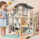 BIERUM Wooden Dollhouse for Girls, Doll House with 5 Rooms DIY Play Toys
Pretend Play Dream Dollhouse with Puzzle & 44 PCS Furniture Set, Kids Play Toy for Ages 3‑8